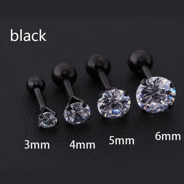 1 pcs/bag Size 3/4/5/6mm 4 Colors Medical titanium needle True zircon Ear Studs Boys and girls Earrings For DIY Party Earrings