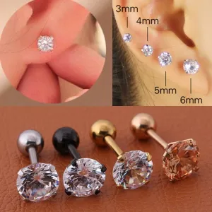 1 pcs/bag Size 3/4/5/6mm 4 Colors Medical titanium needle True zircon Ear Studs Boys and girls Earrings For DIY Party Earrings
