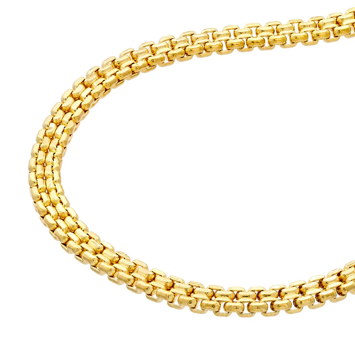 14K Gold 2.5mm D/C Box Bismark Chain Bracelet with Lobster Lock, 7.5"