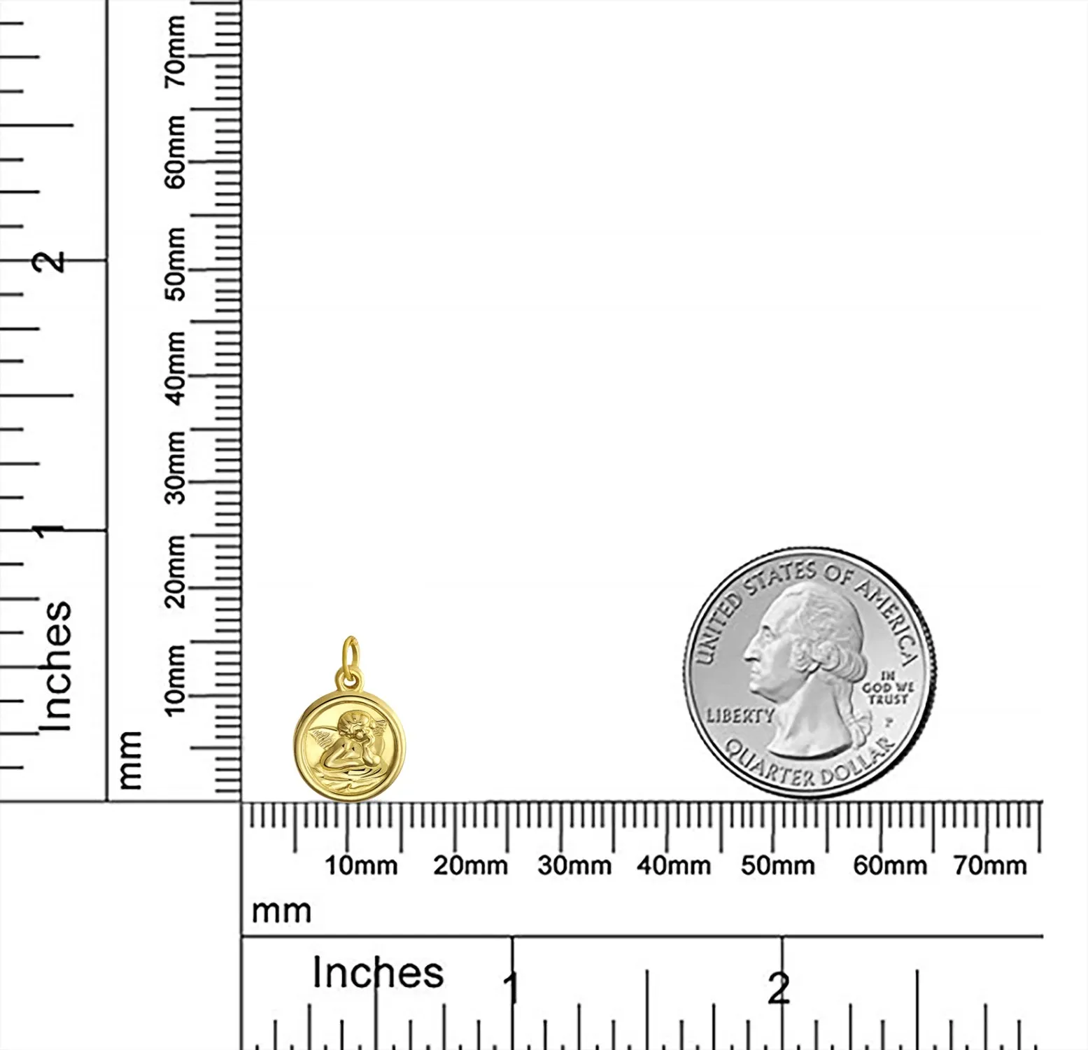 14K Gold Guardian Angel Cherub Pendant Necklace - No Chain Included
