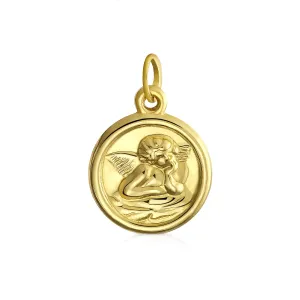 14K Gold Guardian Angel Cherub Pendant Necklace - No Chain Included