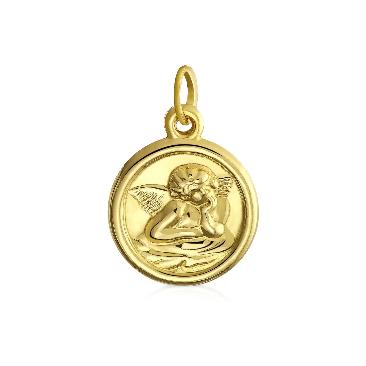 14K Gold Guardian Angel Cherub Pendant Necklace - No Chain Included