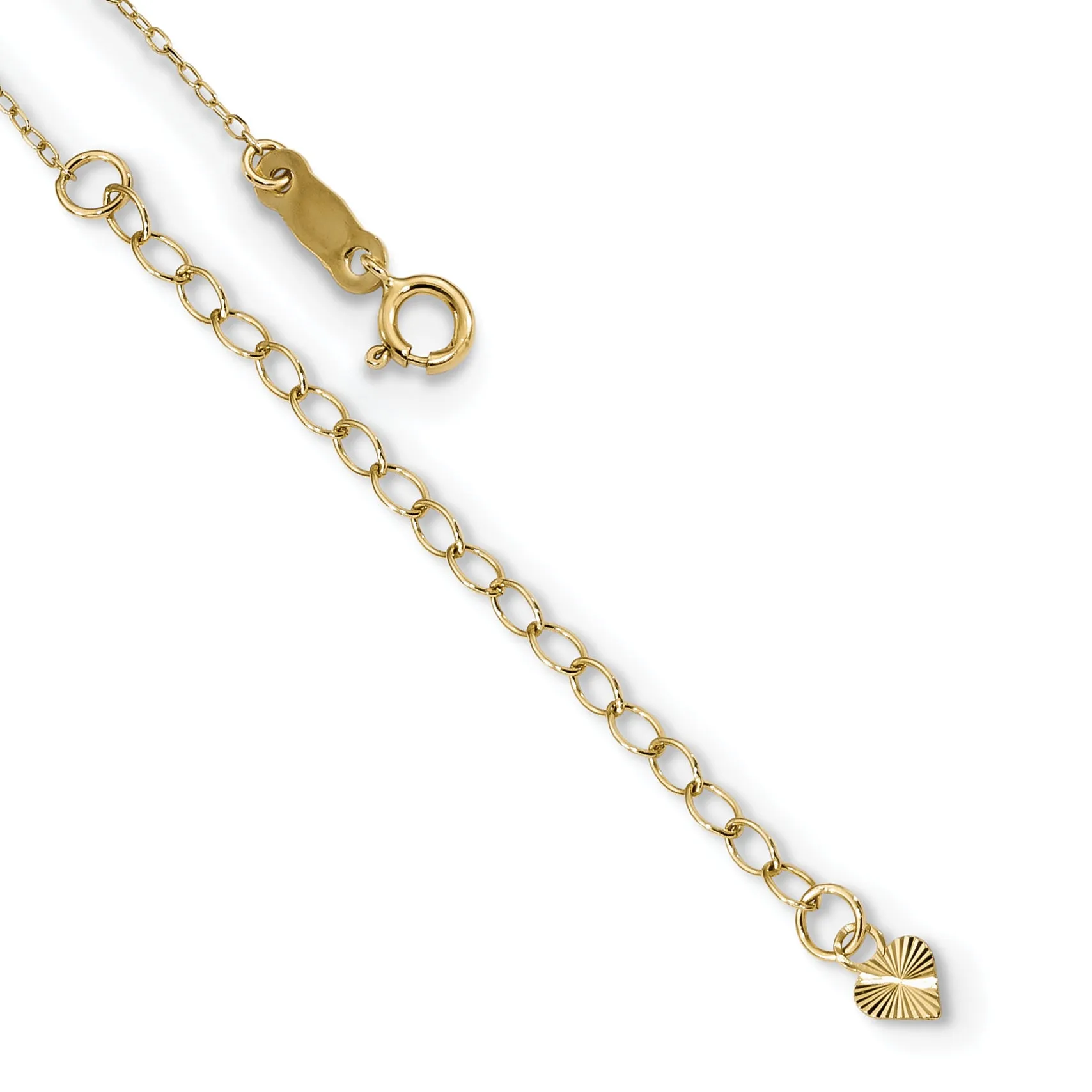 14K Gold Polished Cross & Heart Necklace with Extender Elegant Women's Jewelry