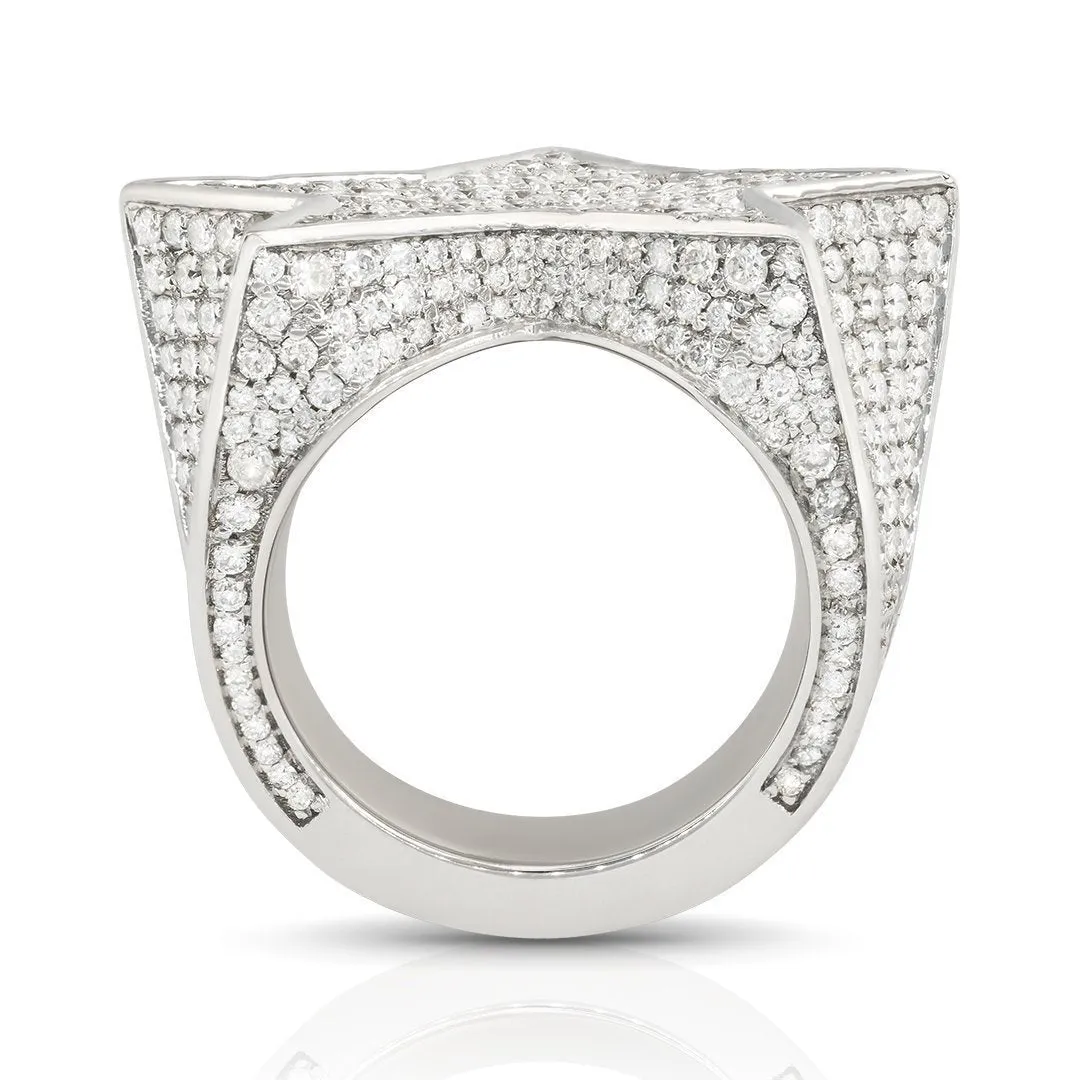 14k White Gold Diamond Star Ring 5.9 Ctw