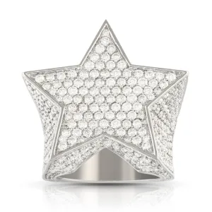 14k White Gold Diamond Star Ring 5.9 Ctw