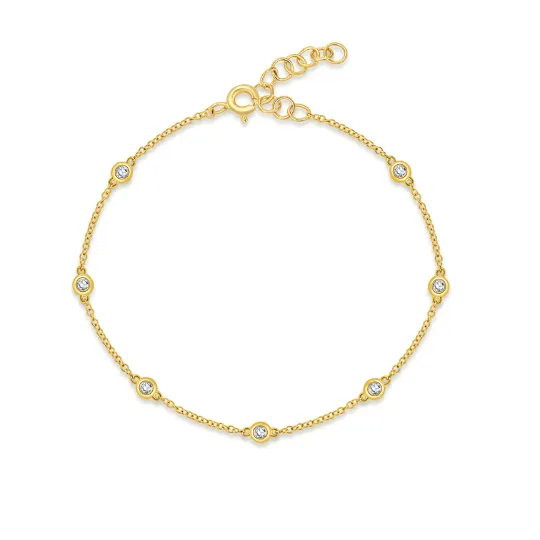 14KY Bezel Set Diamond By The Yard Bracelet