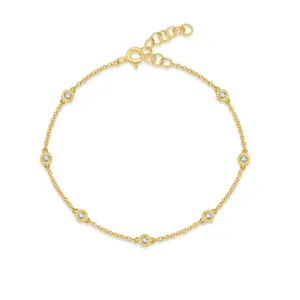 14KY Bezel Set Diamond By The Yard Bracelet