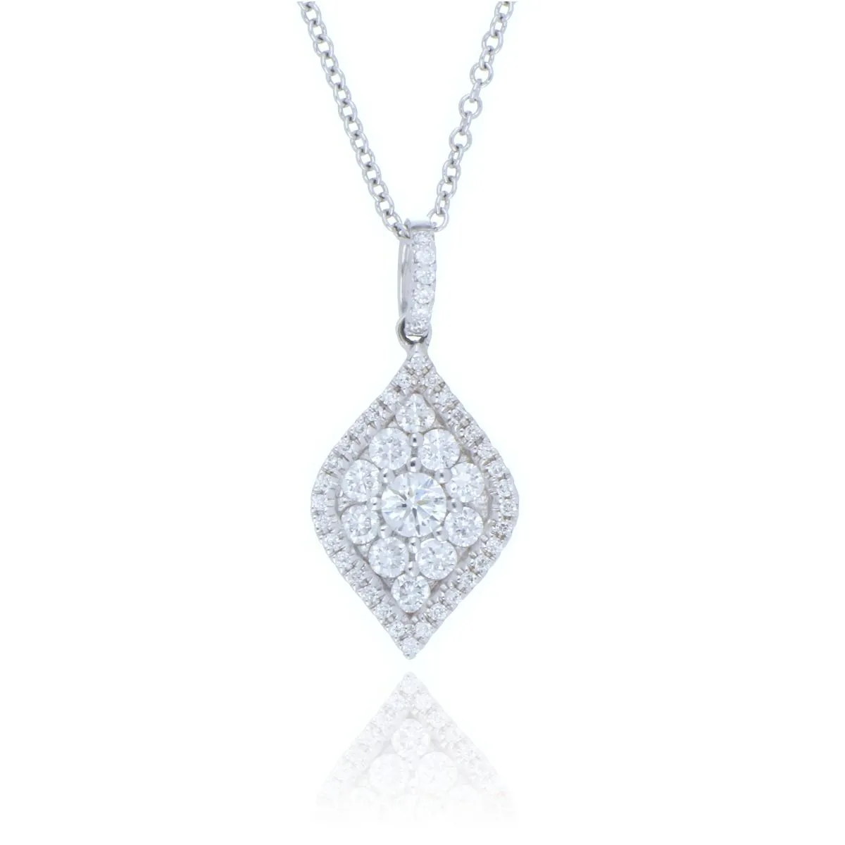18ct White Gold 0.44ct Diamond Leaf Necklace
