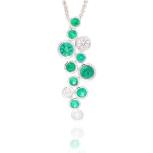 18ct White Gold 0.52ct Emerald And Diamond Scatter Necklace