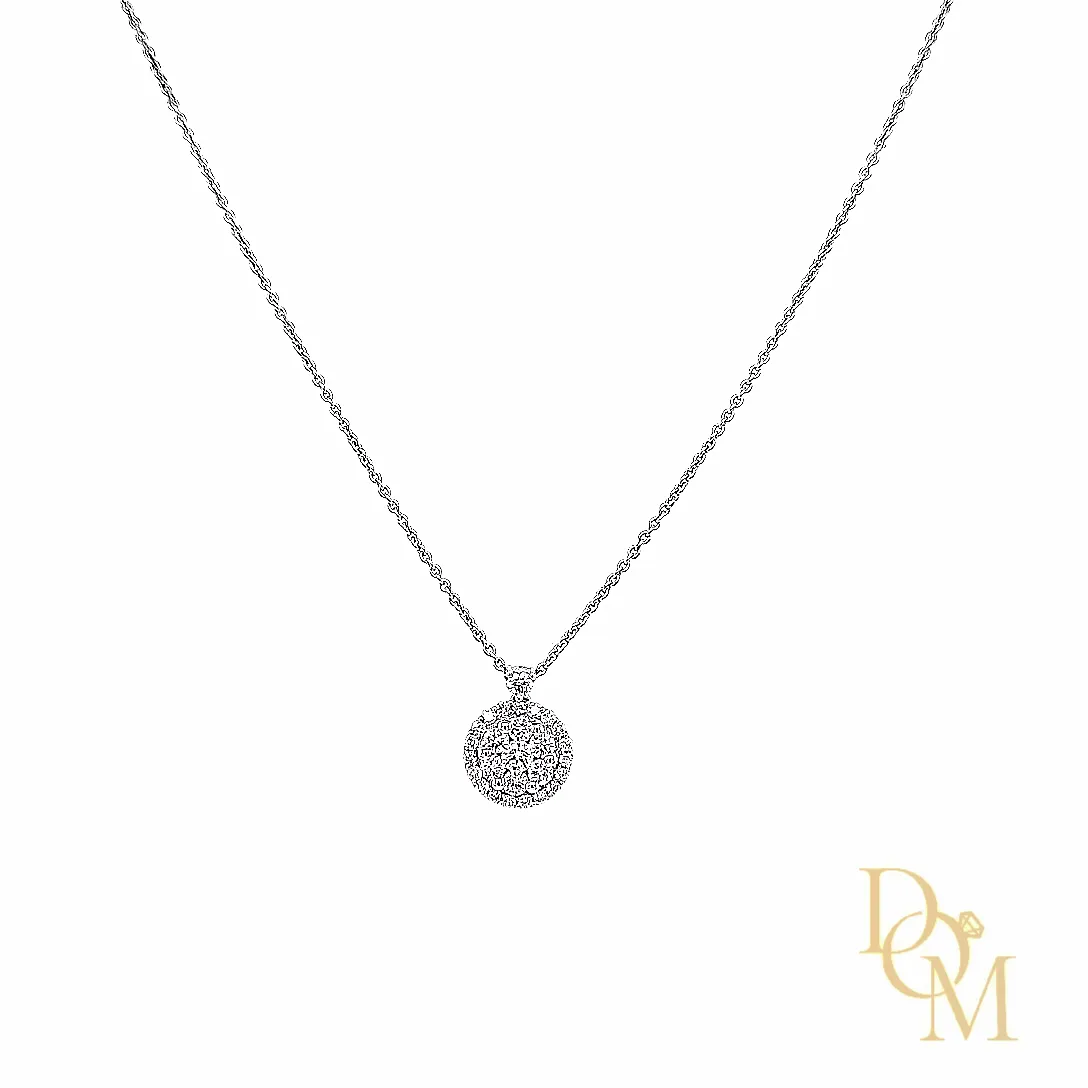 18ct White Gold Round Diamond Cluster Pendant- 0.52ct