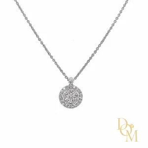 18ct White Gold Round Diamond Cluster Pendant- 0.52ct