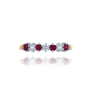 18ct Yellow Gold 0.33ct Ruby And Diamond 7 Stone Ring