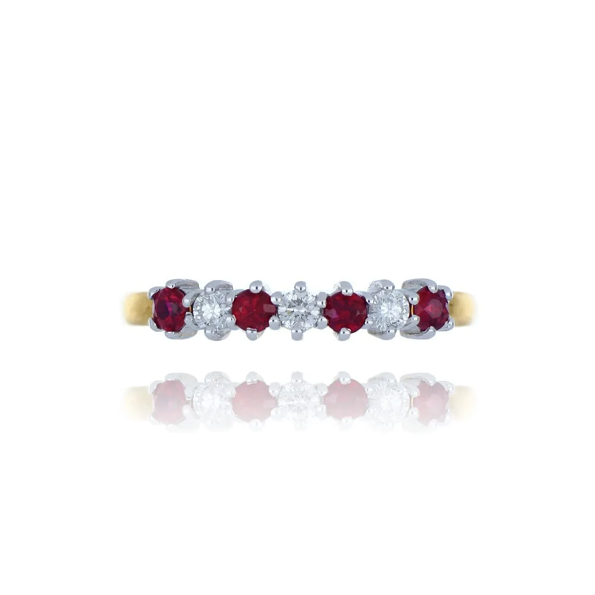 18ct Yellow Gold 0.33ct Ruby And Diamond 7 Stone Ring