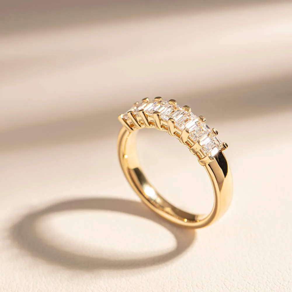 18ct Yellow Gold 1.32ct Emerald Cut Diamond Asra Ring