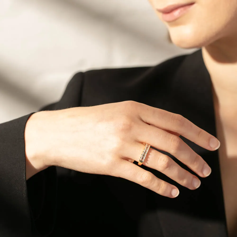 18ct Yellow Gold 1.32ct Emerald Cut Diamond Asra Ring
