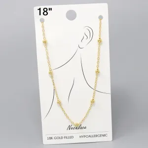 18K Gold Dipped Metal Bead Station Chain Necklace - 18"