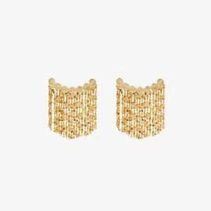 18k Solid Gold Tassel Fringe Smile Earrings