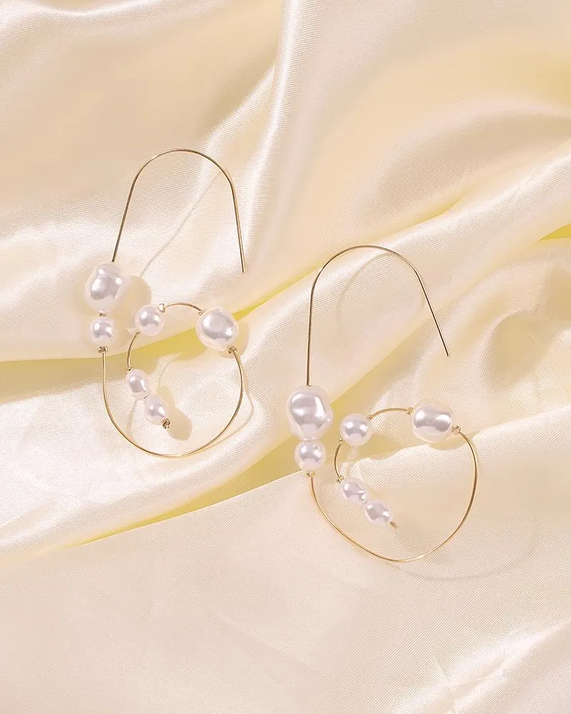 1Pair Asymmetrical Beaded Abstract Earrings