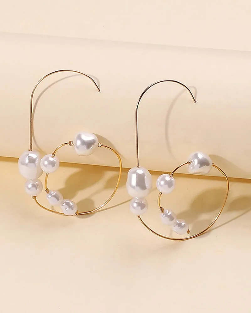 1Pair Asymmetrical Beaded Abstract Earrings