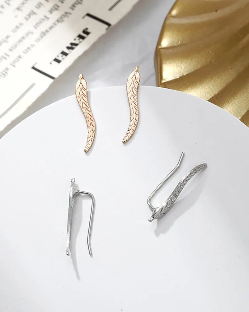 1Pair Minimalism Leaf Pattern Simple Earrings