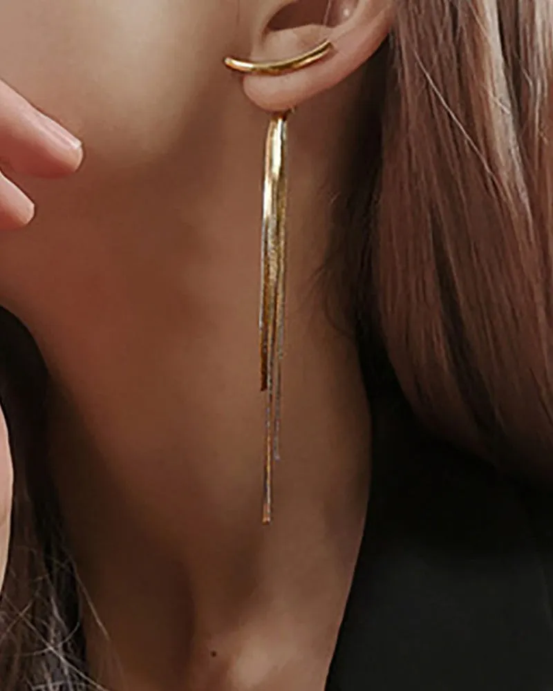 1Pair Minimalism Tassel Design Earrings