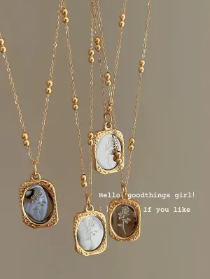 1pc Elegant magic Mirror Rose Stainless Steel Pendant Necklace For Women