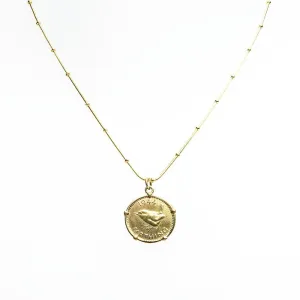 1st Wedding Anniversary Gold Vintage Farthing on Necklace
