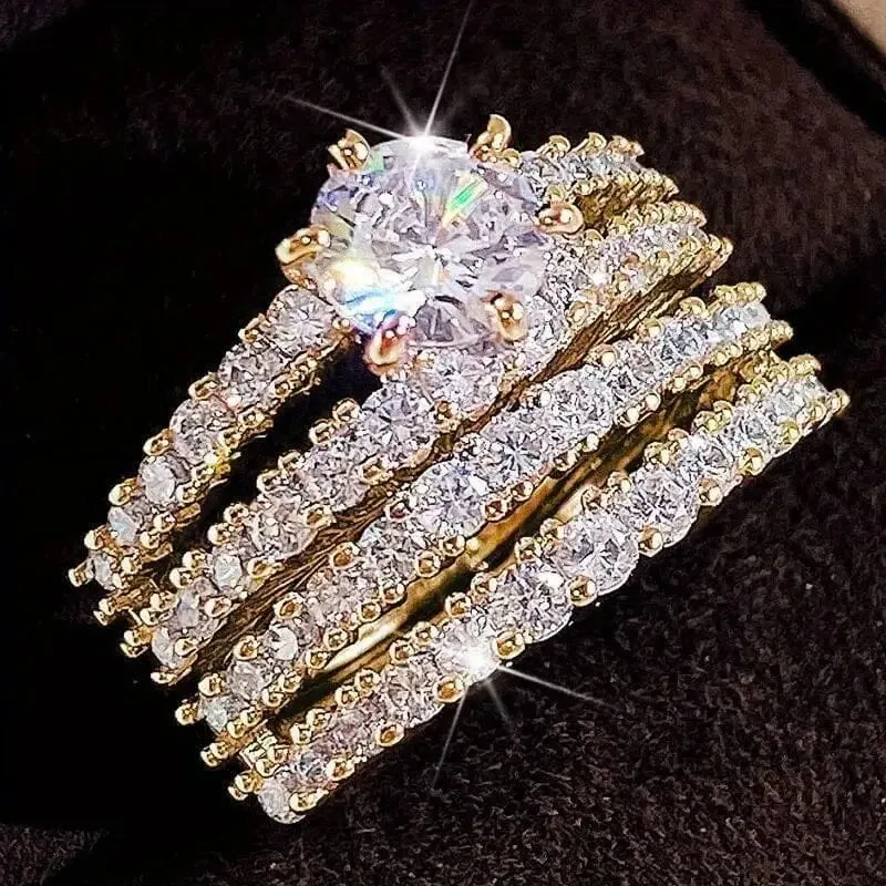 2-Piece Set: Gold Inlays with Zirconia Rings