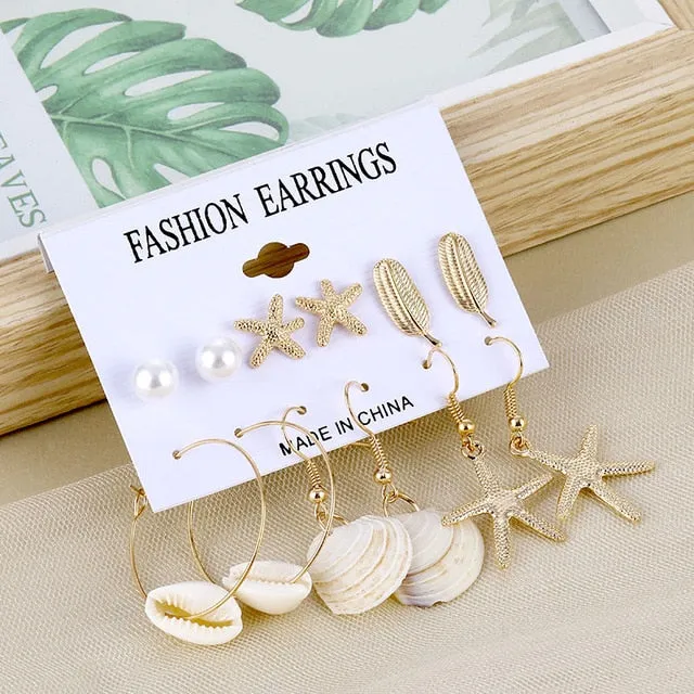 2020 Vintage Pearl Twist Big Circle Earrings Set for Women Fashion Geometric Imitation Pearl Crystal Earrings Jewelry