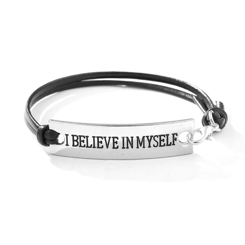 2021 New Engraved Leather Bracelet For Men Black Color customize Stainless Steel Bracelets For Women Men ID Bracelet Gift Party