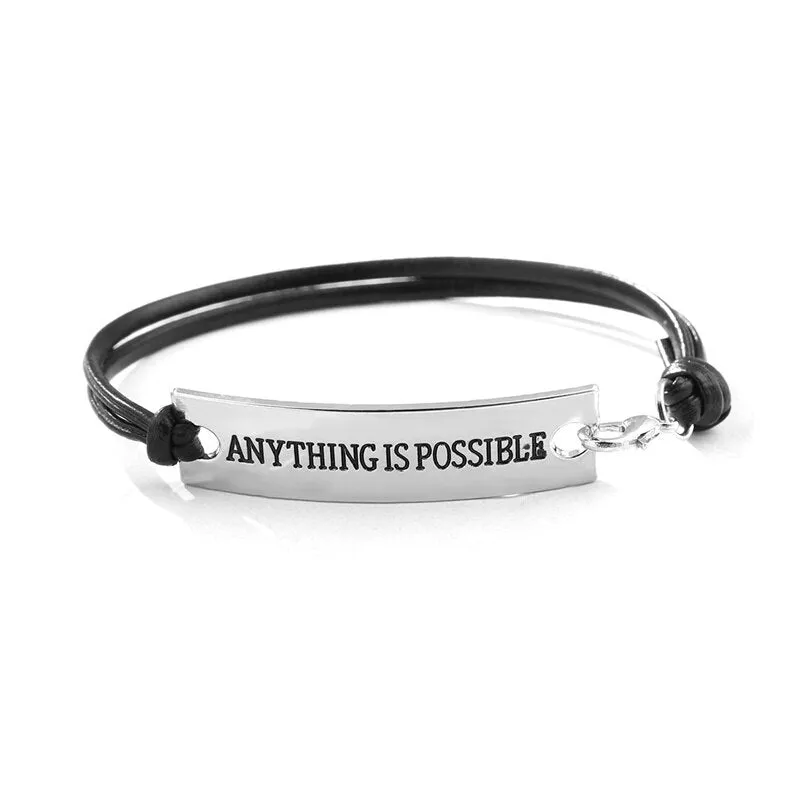 2021 New Engraved Leather Bracelet For Men Black Color customize Stainless Steel Bracelets For Women Men ID Bracelet Gift Party