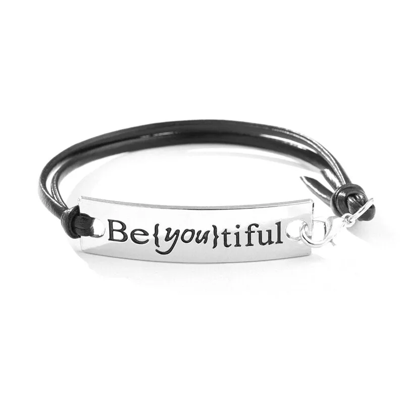 2021 New Engraved Leather Bracelet For Men Black Color customize Stainless Steel Bracelets For Women Men ID Bracelet Gift Party