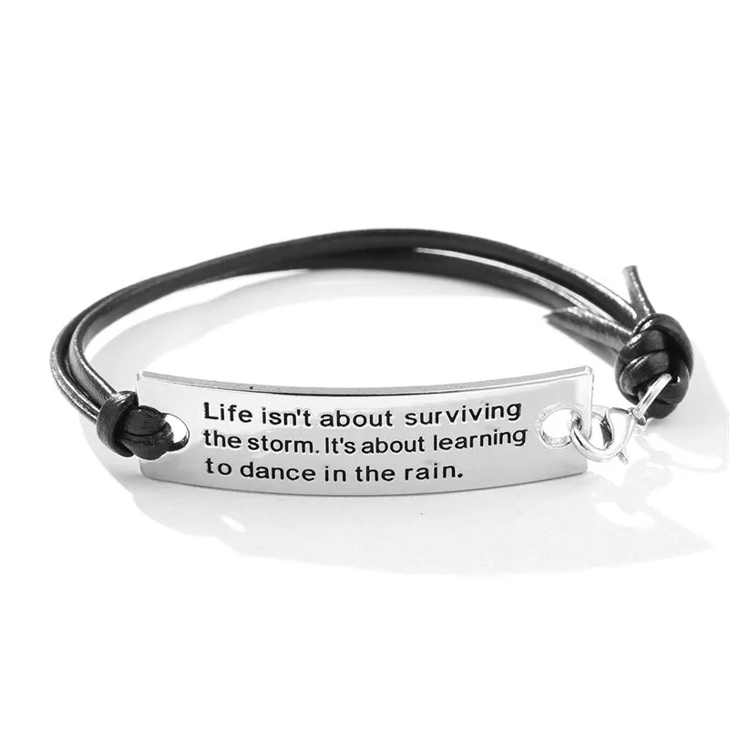 2021 New Engraved Leather Bracelet For Men Black Color customize Stainless Steel Bracelets For Women Men ID Bracelet Gift Party