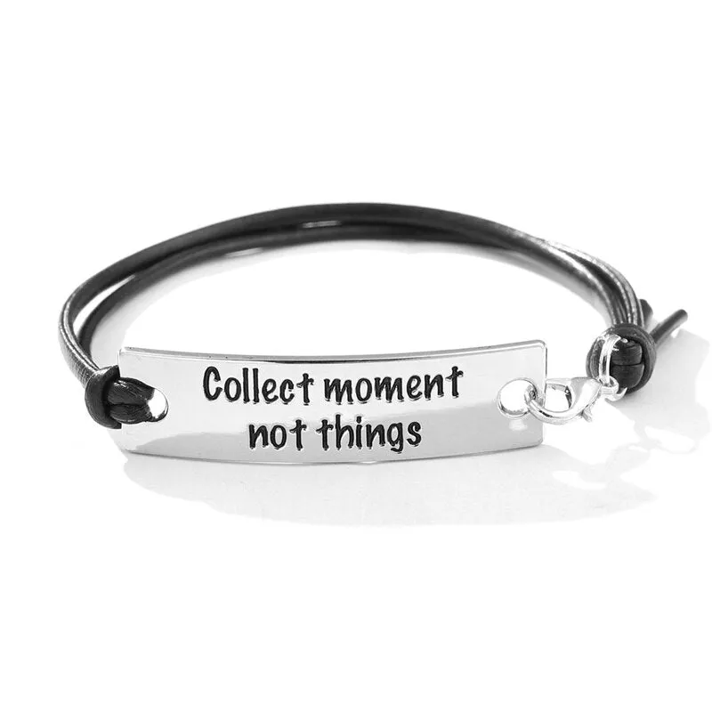 2021 New Engraved Leather Bracelet For Men Black Color customize Stainless Steel Bracelets For Women Men ID Bracelet Gift Party