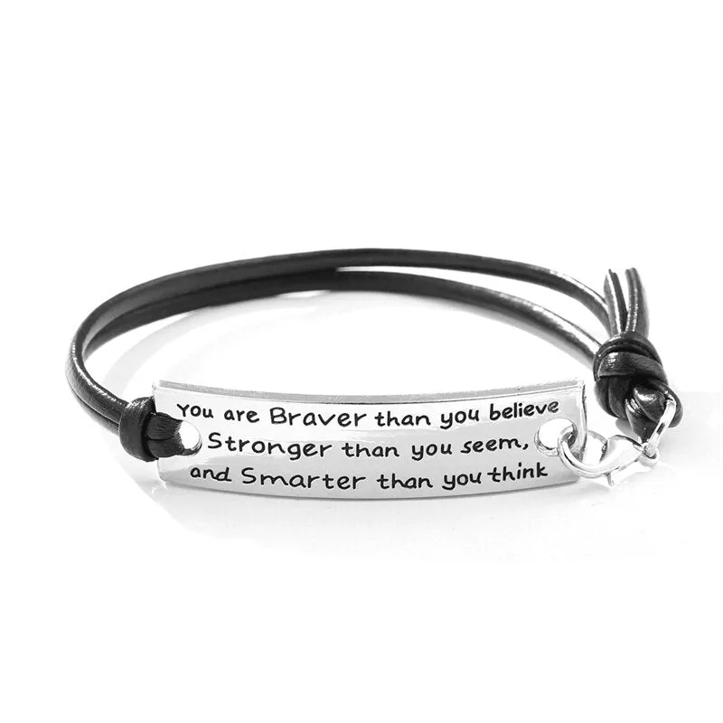 2021 New Engraved Leather Bracelet For Men Black Color customize Stainless Steel Bracelets For Women Men ID Bracelet Gift Party