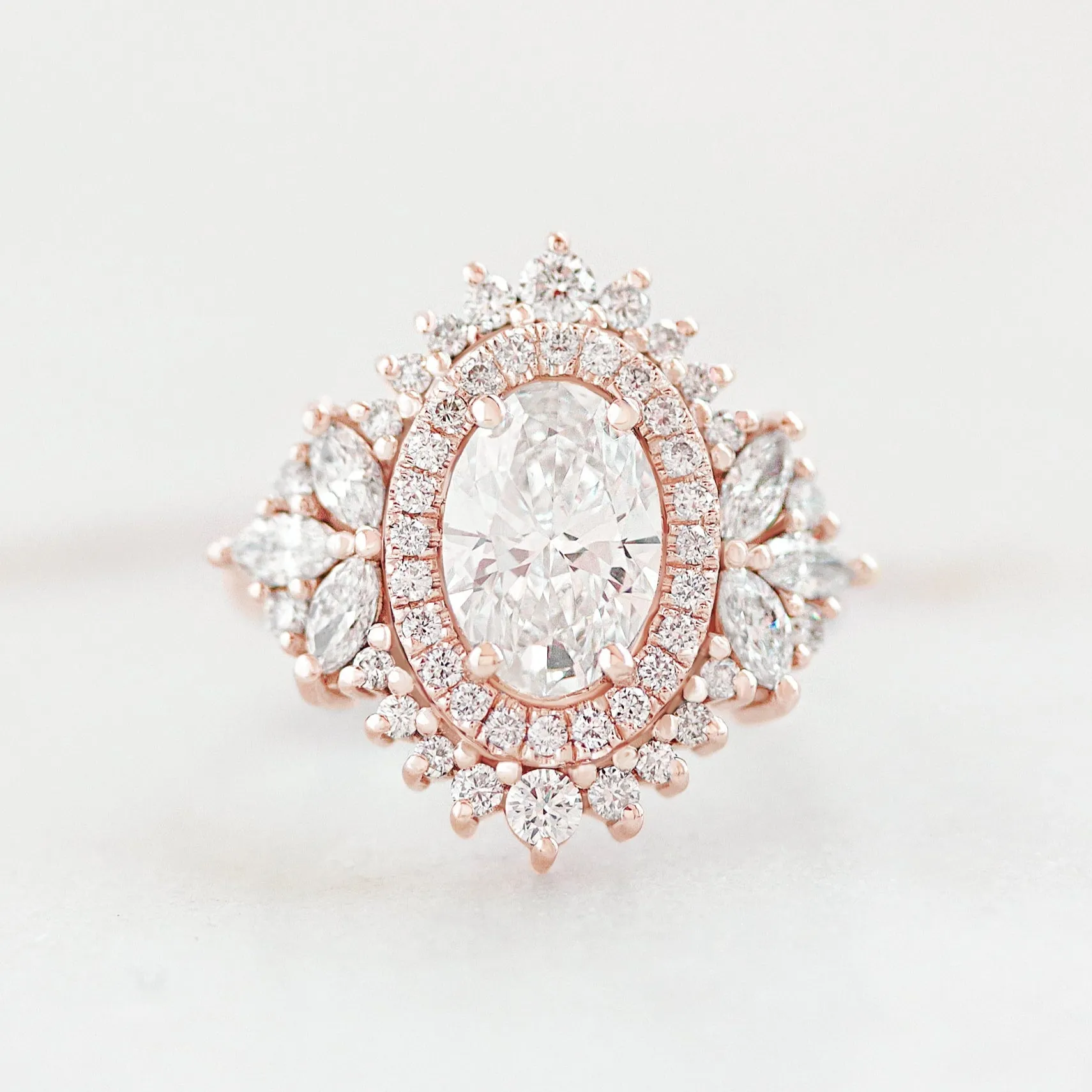2.5CT Oval All Lab Diamond Double Halo Statement Engagement Ring Monaco