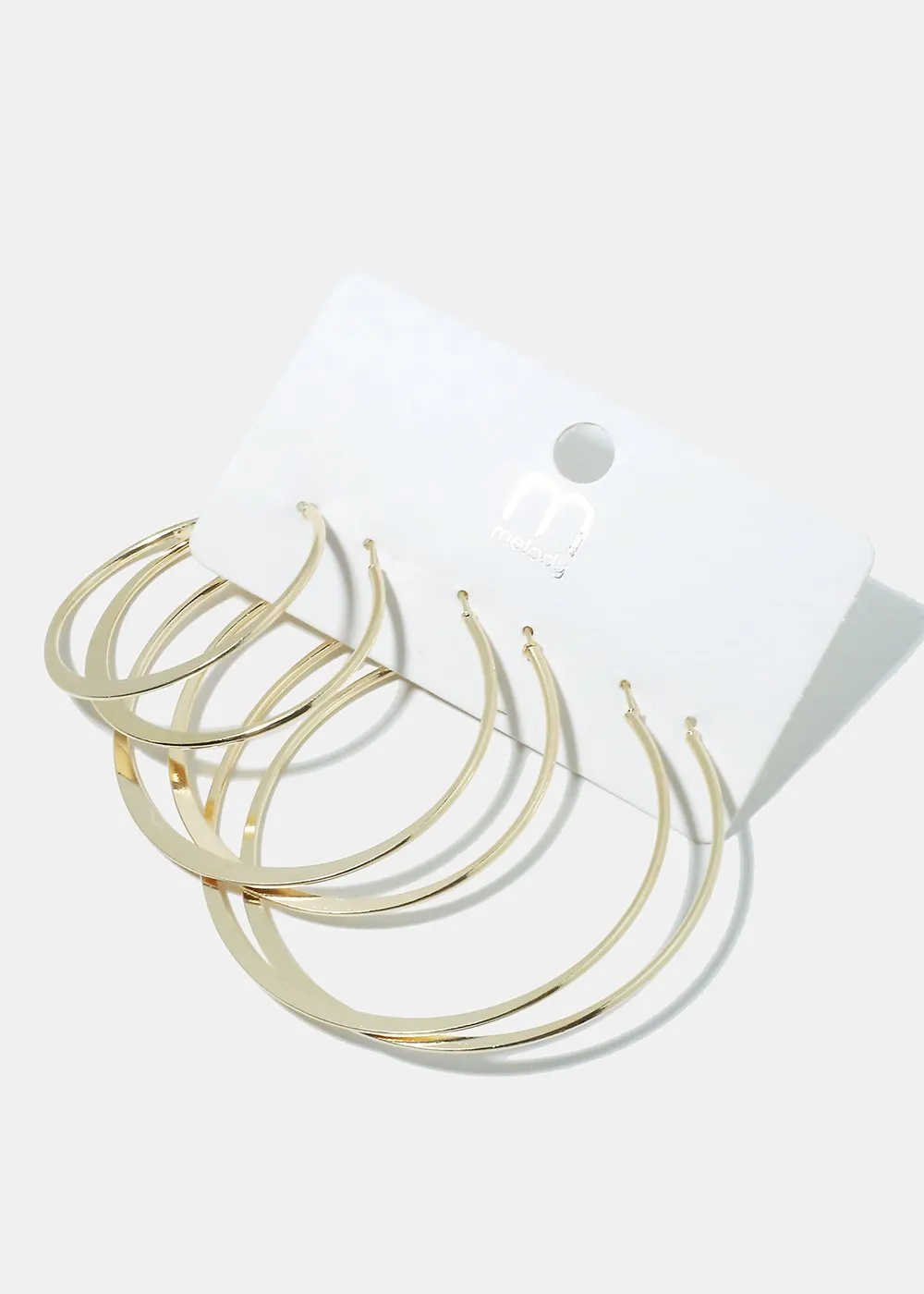 3-Pair Flat Hoop Earrings