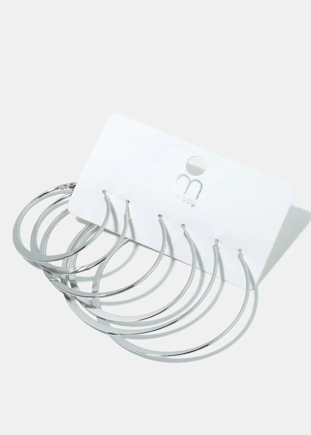 3-Pair Flat Hoop Earrings