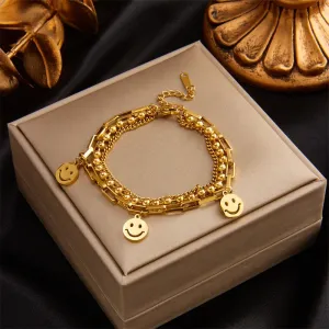 316L Stainless Steel Multi-Layer Smile Lucky Bracelet For Women