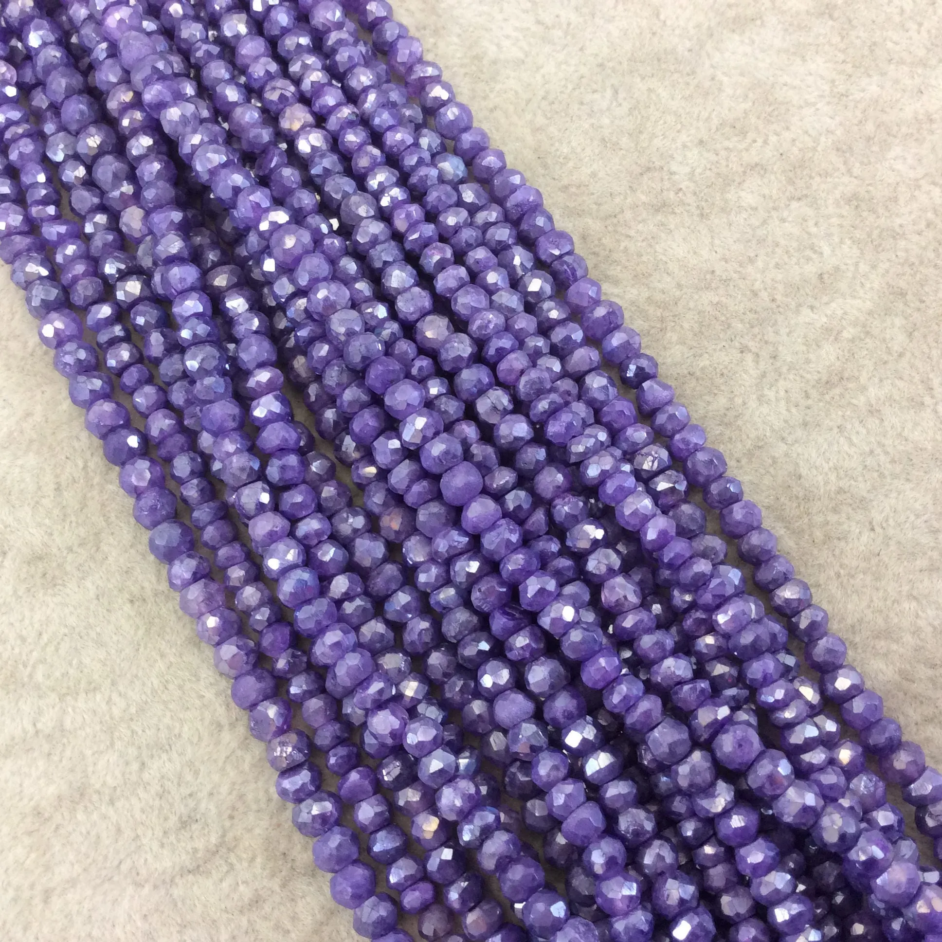 4mm Faceted Mystic Purple Quartz Rondelle Beads