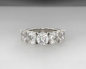 5 Stone August Vintage Cushion Wedding Band w Lab Grown Diamonds