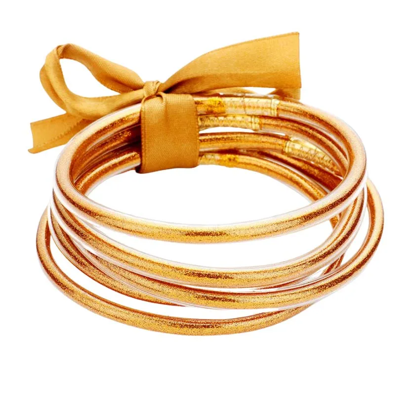 5Pcs Glitter Jelly Tube Bangle Bracelets