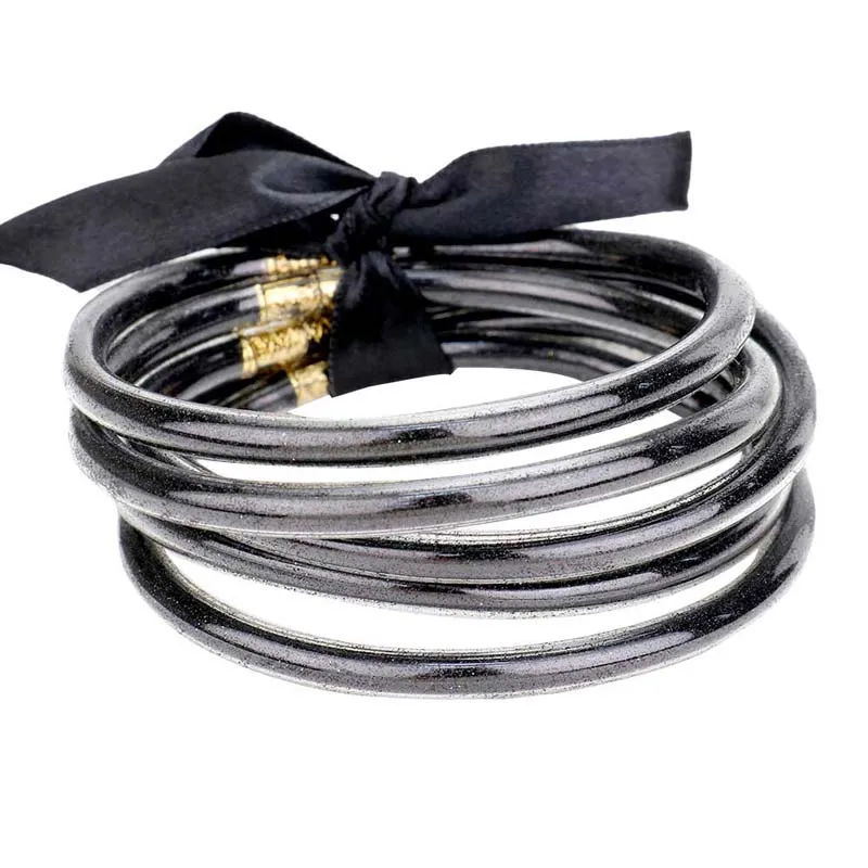 5Pcs Glitter Jelly Tube Bangle Bracelets