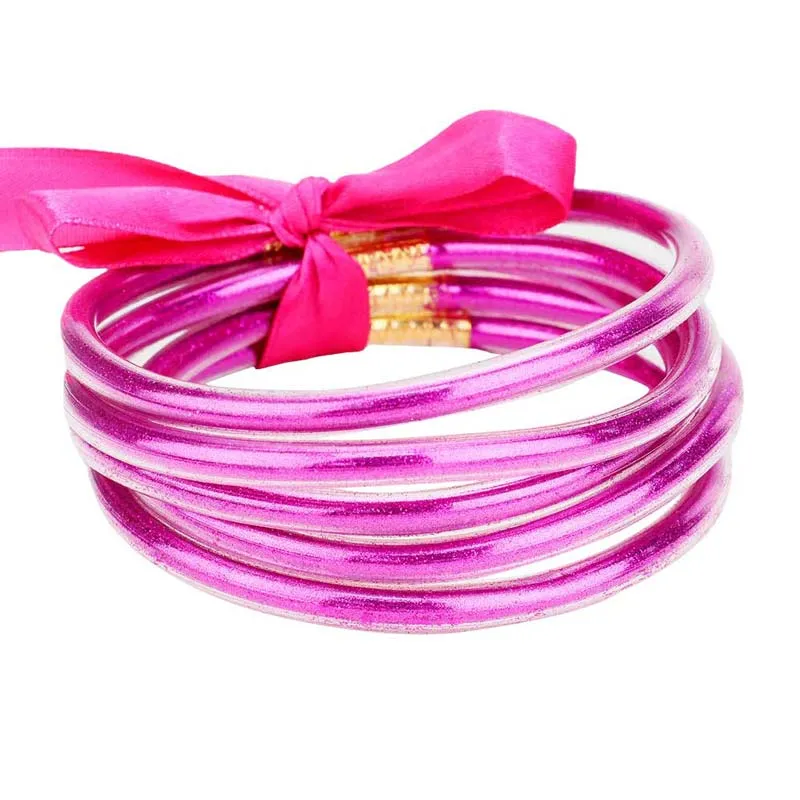 5Pcs Glitter Jelly Tube Bangle Bracelets