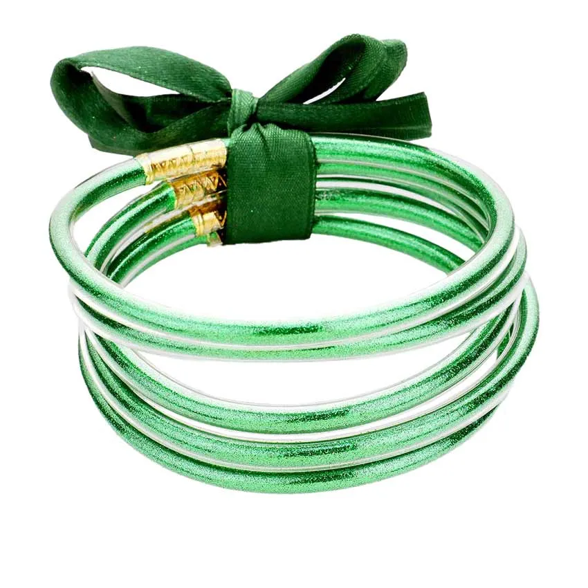 5Pcs Glitter Jelly Tube Bangle Bracelets