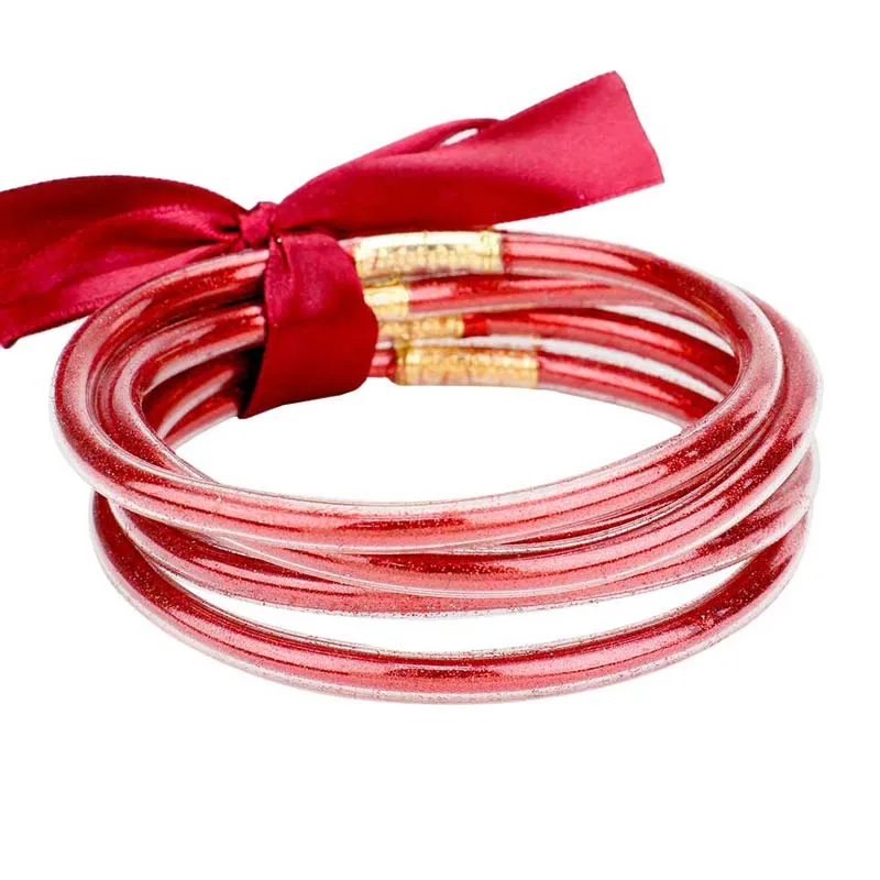 5Pcs Glitter Jelly Tube Bangle Bracelets