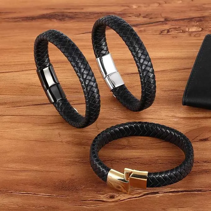 6mm Leather Braided Bracelet