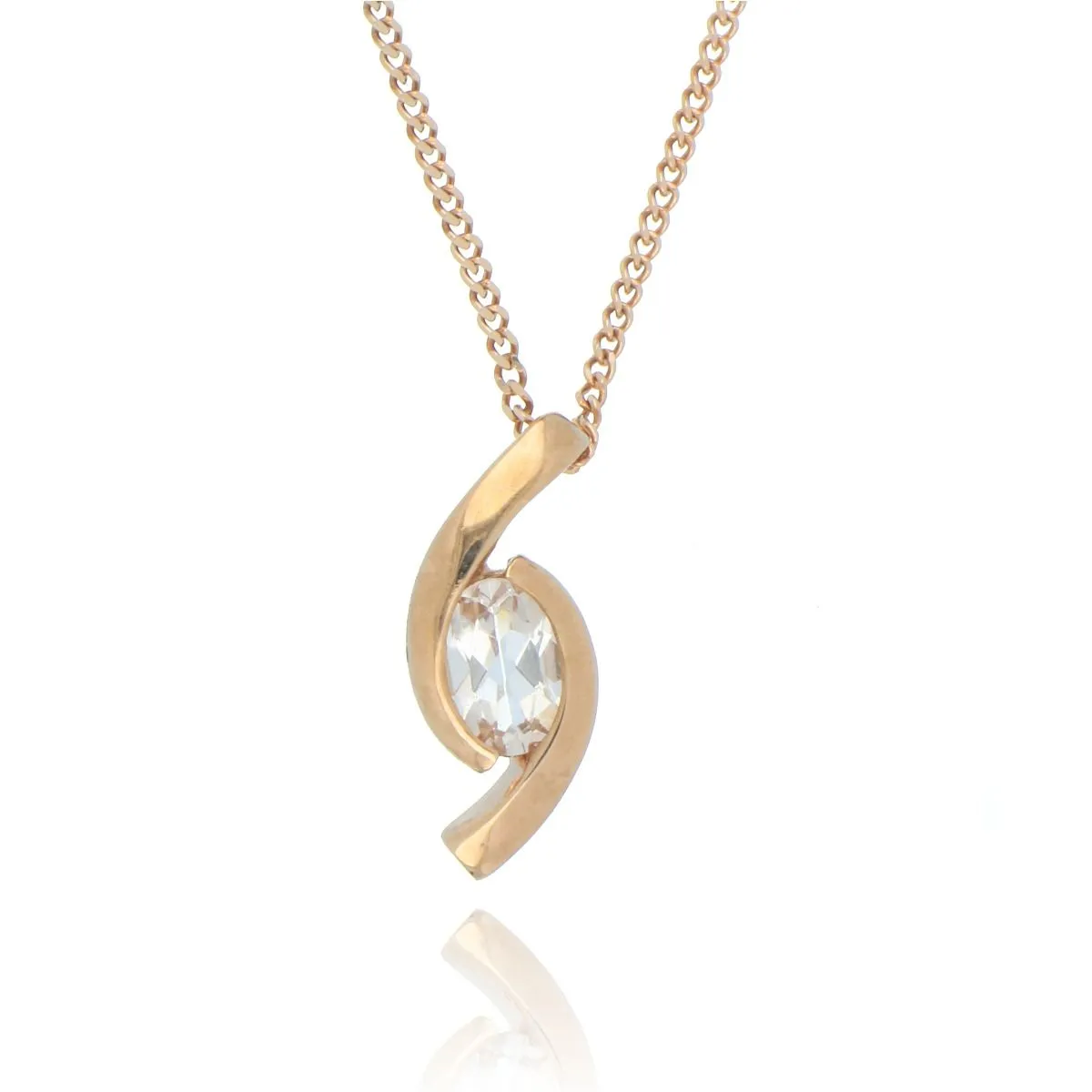 9ct Rose Gold Oval Eye Morganite Necklace