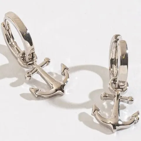 Anchor Charm Hoop Earrings