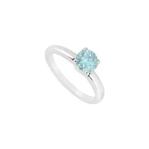 Aquamarine Ring : 14K White Gold - 1.00 CT TGW